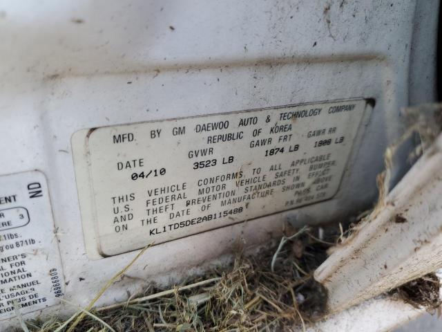 KL1TD5DE2AB115488 - 2010 CHEVROLET AVEO LS 白色 照片 12