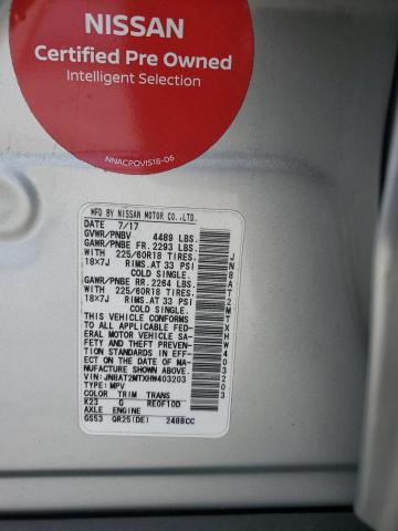 JN8AT2MTXHW403203 - 2017 NISSAN ROGUE S SILVER photo 13