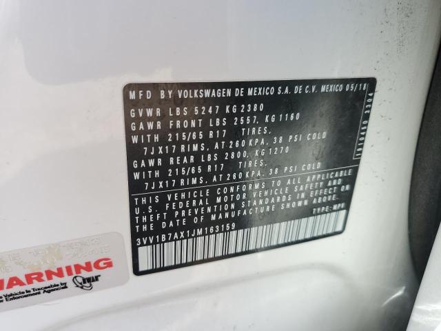 3VV1B7AX1JM163159 - 2018 VOLKSWAGEN TIGUAN S Белый фото 13