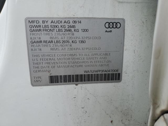 WA1LFAFP3FA047008 - 2015 AUDI Q5 PREMIUM PLUS 白色 照片 13