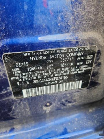 3KPC24A34KE074166 - 2019 HYUNDAI ACCENT SE Bleu photo 13