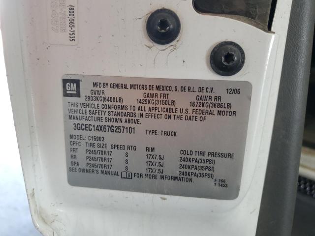 3GCEC14X67G257101 - 2007 CHEVROLET SILVERADO C1500 CLASSIC WHITE photo 13