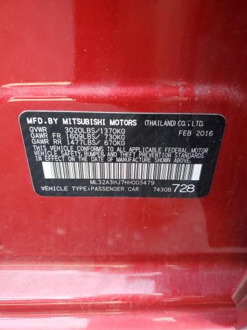 ML32A3HJ7HH003479 - 2017 MITSUBISHI MIRAGE ES RED photo 12