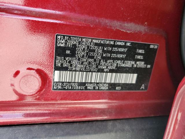2T3H1RFVXLC079542 - 2020 TOYOTA RAV4 LE RED photo 13