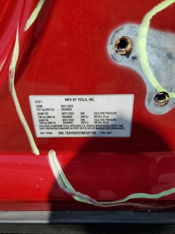 7SAYGDEE9NF347199 - 2022 TESLA MODEL Y Rot Foto 13