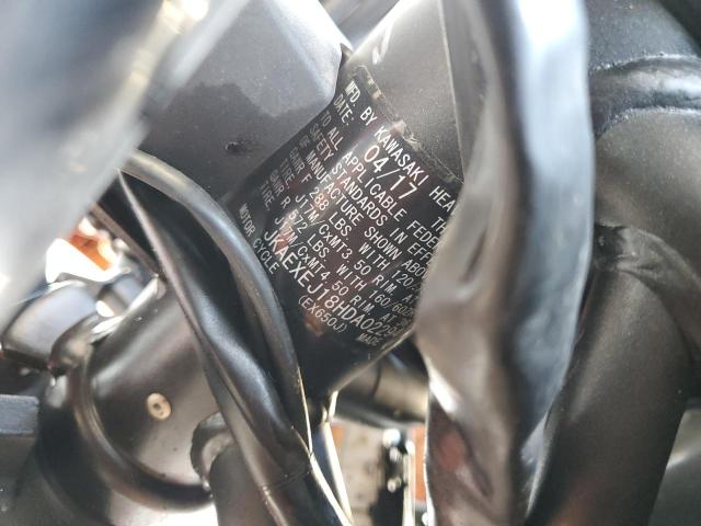 JKAEXEJ18HDA02294 - 2017 KAWASAKI EX650 J ნარინჯისფერი ფოტო 10