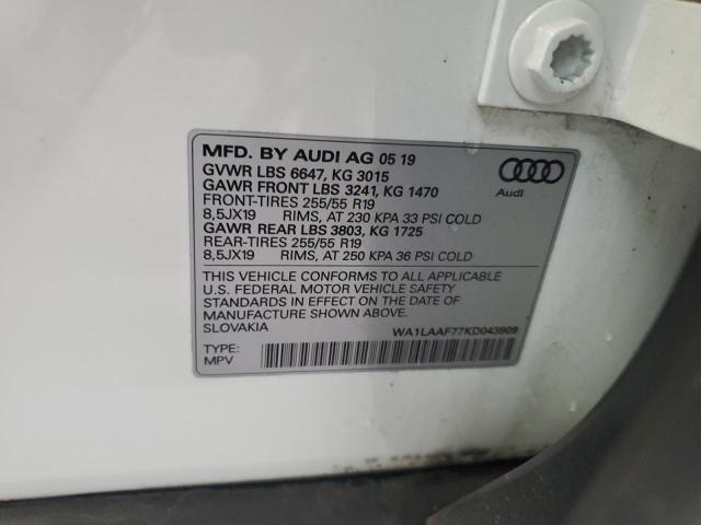 WA1LAAF77KD043809 - 2019 AUDI Q7 PREMIUM PLUS თეთრი ფოტო 13