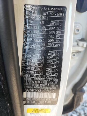 SALVP2RX3JH324214 - 2018 LAND ROVER RANGE ROVE SE WHITE photo 12