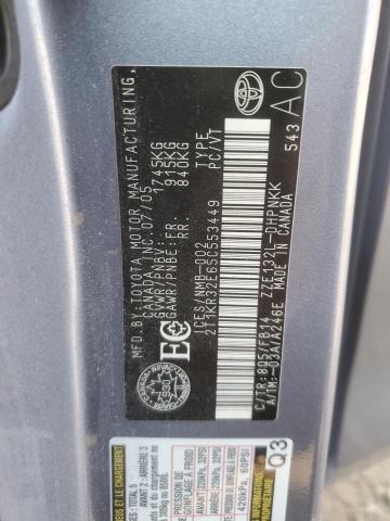 2T1KR32E65C553449 - 2005 TOYOTA COROLLA MA XR BLUE photo 12