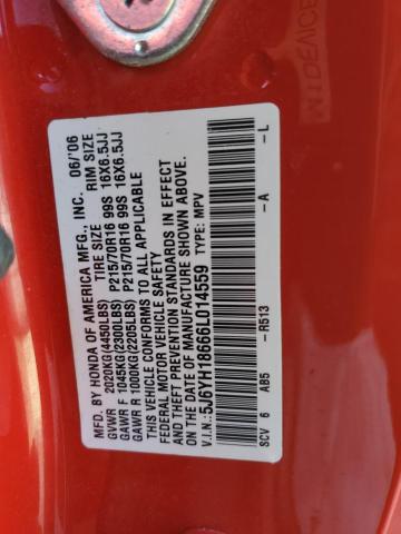 5J6YH18666L014559 - 2006 HONDA ELEMENT EX Qırmızı foto 13