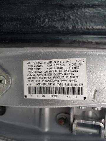 1HGCP3F87AA019794 - 2010 HONDA ACCORD EXL SILVER photo 12