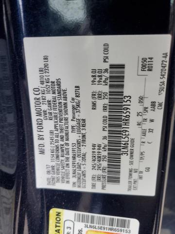 3LN6L5E91HR659153 - 2017 LINCOLN MKZ RESERVE ლურჯი ფოტო 12