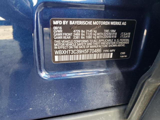 WBXHT3C39H5F70486 - 2017 BMW X1 XDRIVE28I BLUE photo 12