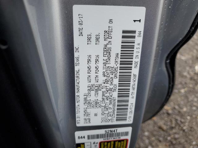 5TFSZ5AN6HX086987 - 2017 TOYOTA TACOMA ACCESS CAB ვერცხლისფერი ფოტო 12