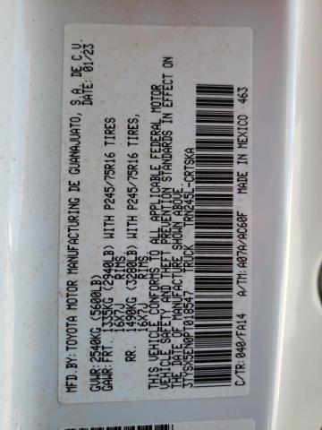 3TYSX5EN0PT018547 - 2023 TOYOTA TACOMA ACCESS CAB თეთრი ფოტო 12