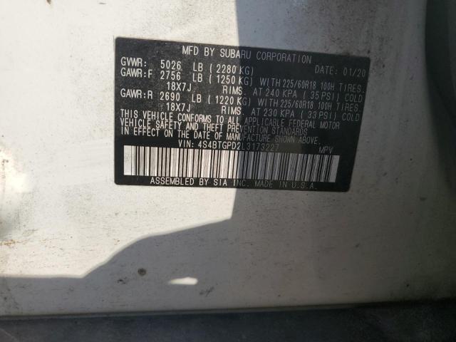 4S4BTGPD2L3173227 - 2020 SUBARU OUTBACK TOURING LDL Սպիտակ լուսանկար 13