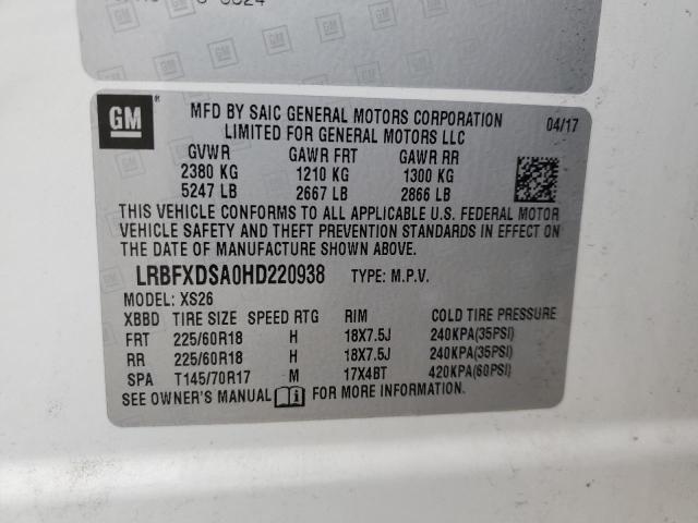 LRBFXDSA0HD220938 - 2017 BUICK ENVISION ESSENCE WHITE photo 13