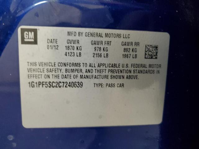 1G1PF5SC2C7240639 - 2012 CHEVROLET CRUZE LT ლურჯი ფოტო 12