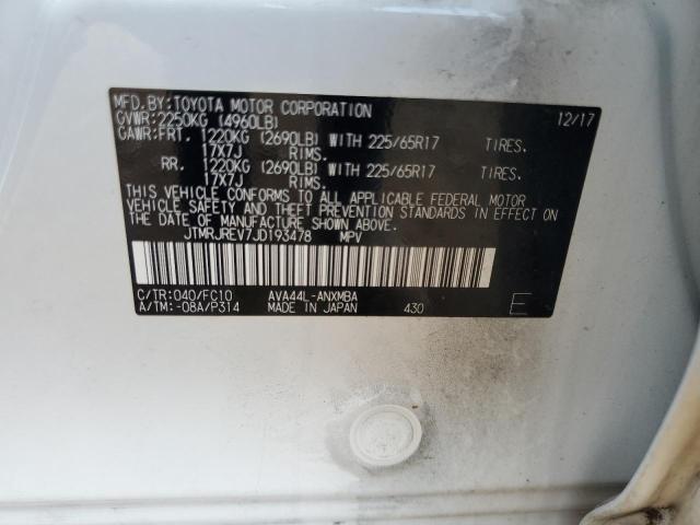 JTMRJREV7JD193478 - 2018 TOYOTA RAV4 HV LE Белый фото 13