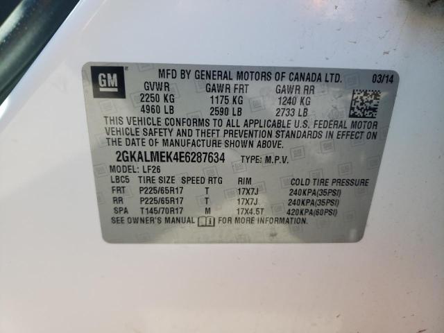 2GKALMEK4E6287634 - 2014 GMC TERRAIN SLE WHITE photo 13