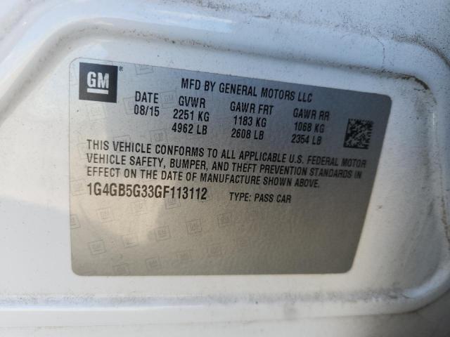 1G4GB5G33GF113112 - 2016 BUICK LACROSSE WHITE photo 12