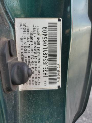 1HGEJ8249YL065409 - 2000 HONDA CIVIC EX GREEN photo 12