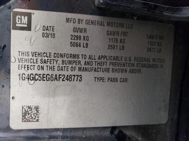 1G4GC5EG6AF248773 - 2010 BUICK LACROSSE CXL BLUE photo 12