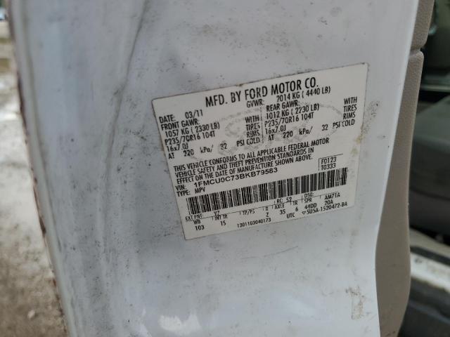 1FMCU0C73BKB79583 - 2011 FORD ESCAPE XLS WHITE photo 13