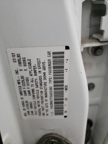 1HGCM56777A202360 - 2007 HONDA ACCORD EX Ақ фото 12