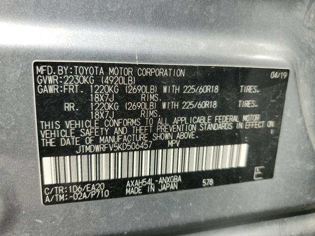 JTMDWRFV5KD506457 - 2019 TOYOTA RAV4 LIMITED Gümüş foto 13