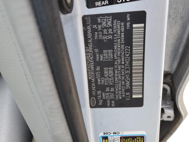 5NMSH13E37H024222 - 2007 HYUNDAI SANTA FE SE BLUE photo 13