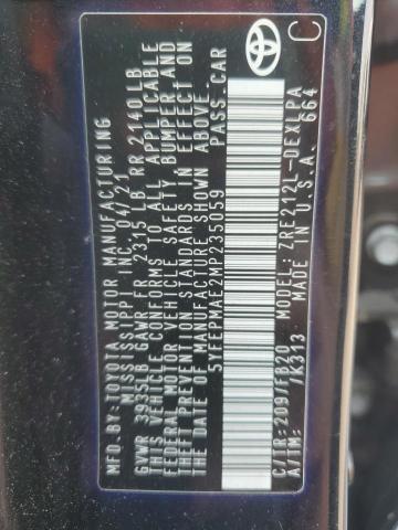 5YFEPMAE2MP235059 - 2021 TOYOTA COROLLA LE 黑色 照片 12