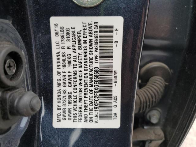 19XFC2F5XGE068680 - 2016 HONDA CIVIC LX Niebieski zdjęcie 12