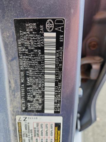 2T1KR30E78C697146 - 2008 TOYOTA COROLLA MA XR BLUE photo 12