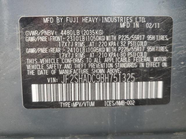JF2SHADC9BH751325 - 2011 SUBARU FORESTER 2.5X PREMIUM BLUE photo 13