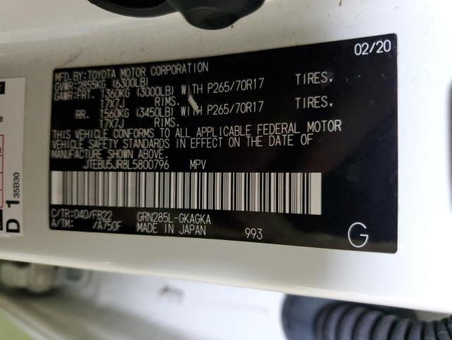 JTEBU5JR8L5800796 - 2020 TOYOTA 4RUNNER SR5/SR5 PREMIUM 白色 照片 13
