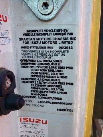 54DC4W1B9CS805200 - 2012 ISUZU NPR HD YELLOW photo 12