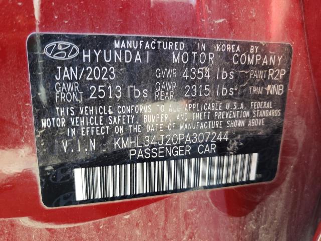 KMHL34J20PA307244 - 2023 HYUNDAI SONATA LIMITED RED photo 12