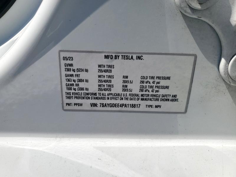 7SAYGDEE4PA118817 - 2023 TESLA MODEL Y WHITE photo 12