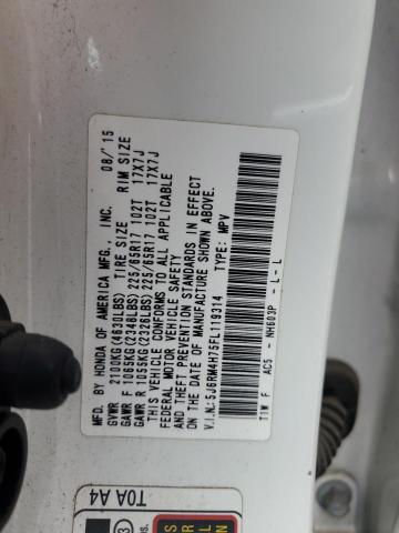 5J6RM4H75FL119314 - 2015 HONDA CR-V EXL WHITE photo 12