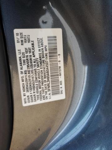 5FNRL3H65AB044507 - 2010 HONDA ODYSSEY EXL Մոխրագույն լուսանկար 13