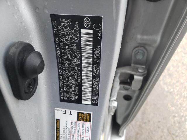 JTDL9RFU1L3019211 - 2020 TOYOTA PRIUS LE SILVER photo 12