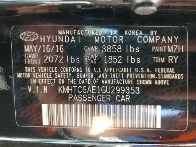 KMHTC6AE1GU299353 - 2016 HYUNDAI VELOSTER TURBO BLACK photo 12