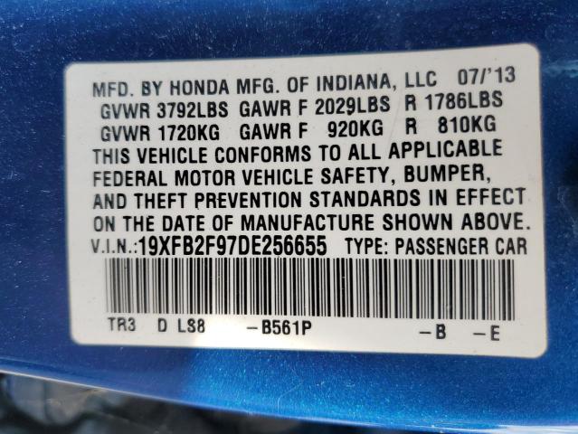 19XFB2F97DE256655 - 2013 HONDA CIVIC EXL BLUE photo 12