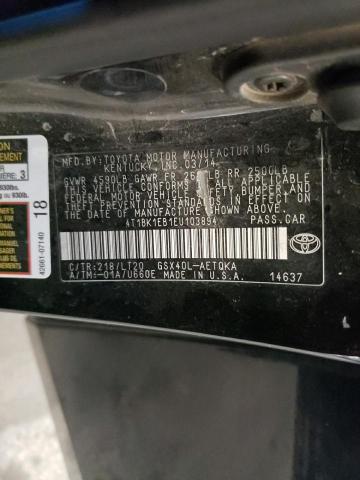 4T1BK1EB1EU103894 - 2014 TOYOTA AVALON BASE Սև լուսանկար 12