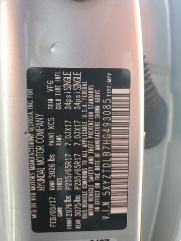 5XYZTDLB7HG493085 - 2017 HYUNDAI SANTA FE S SILVER photo 13