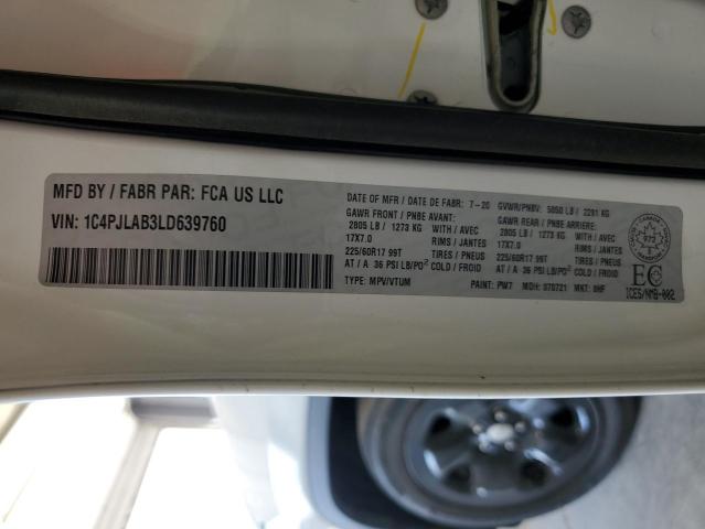 1C4PJLAB3LD639760 - 2020 JEEP CHEROKEE SPORT WHITE photo 13