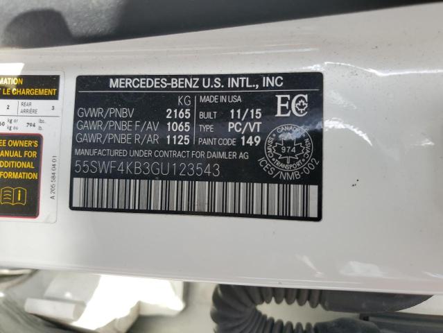 55SWF4KB3GU123543 - 2016 MERCEDES-BENZ C 300 4MATIC WHITE photo 13