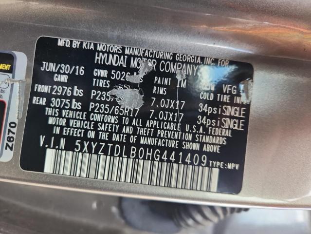 5XYZTDLB0HG441409 - 2017 HYUNDAI SANTA FE S GRAY photo 13