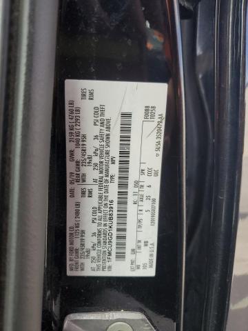 1FMCU9GD1KUB83916 - 2019 FORD ESCAPE SE Noir photo 12